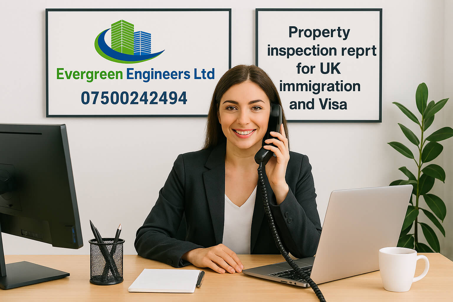 Professional Property Inspection Report for UK Marriage Visa prepared by Evergreen Engineers Ltd, showing a compliant accommodation certificate for spouse or fiancé visa applications to confirm the property is safe, not overcrowded, and meets UKVI housing standards.